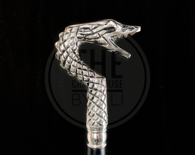 personalized walking cane viking stick cane silver walking cane Animal head viking art norse design viking dragon head gift groomsmen gifts