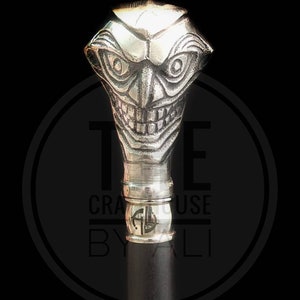 The joker DC comics Walking Stick Cane cast metal handle with wooden shaft for men women Gosht Style Costume Party