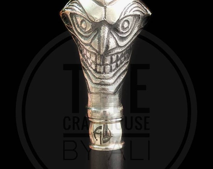 The joker DC comics Walking Stick Cane cast metal handle with wooden shaft for men women Gosht Style Costume Party