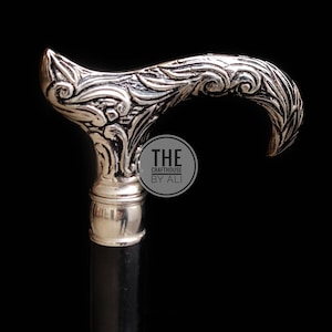 Victorian Walking cane walking stick brass handel stick wooden stick joging cane silvar handal Balck saft with hand carving royal look