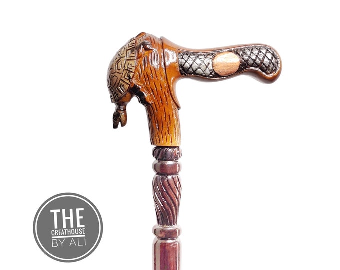 Victorian Turtle Wooden cane Elegant Hand Carved Turtle Wooden Cane Walking Stick Crafts for tortoise Hiking Men and women personalized