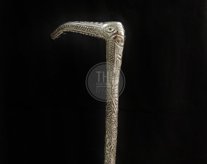 walking stick cane silver Brass Stick Brass personalized Cane Gift for her Gift For Him