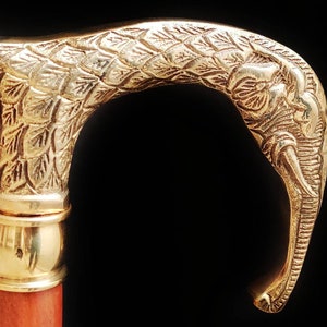 walking stick elephant handle full Silver Elephant Head Handle brass Shaft Walking Cane royal cane stick personalized