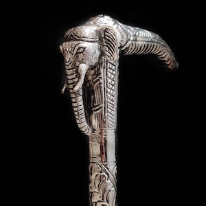 walking stick elephant handle full Silver Elephant Head Handle brass Shaft Walking Cane royal cane stick