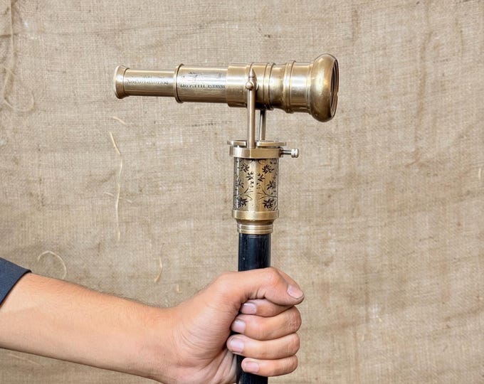 Victorian Walking cane brass walking stick sterling silver looking like cane jogging cane walking stick brass telescope stick