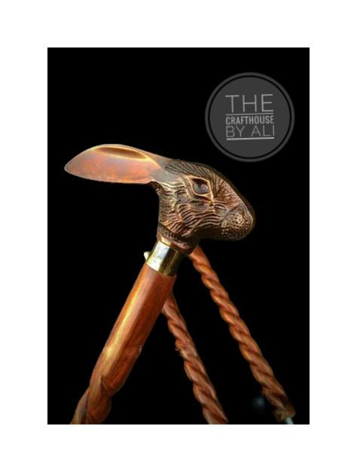 Victorian Rare Rabbit Handle Walking Stick Handmade Designer Wooden ...