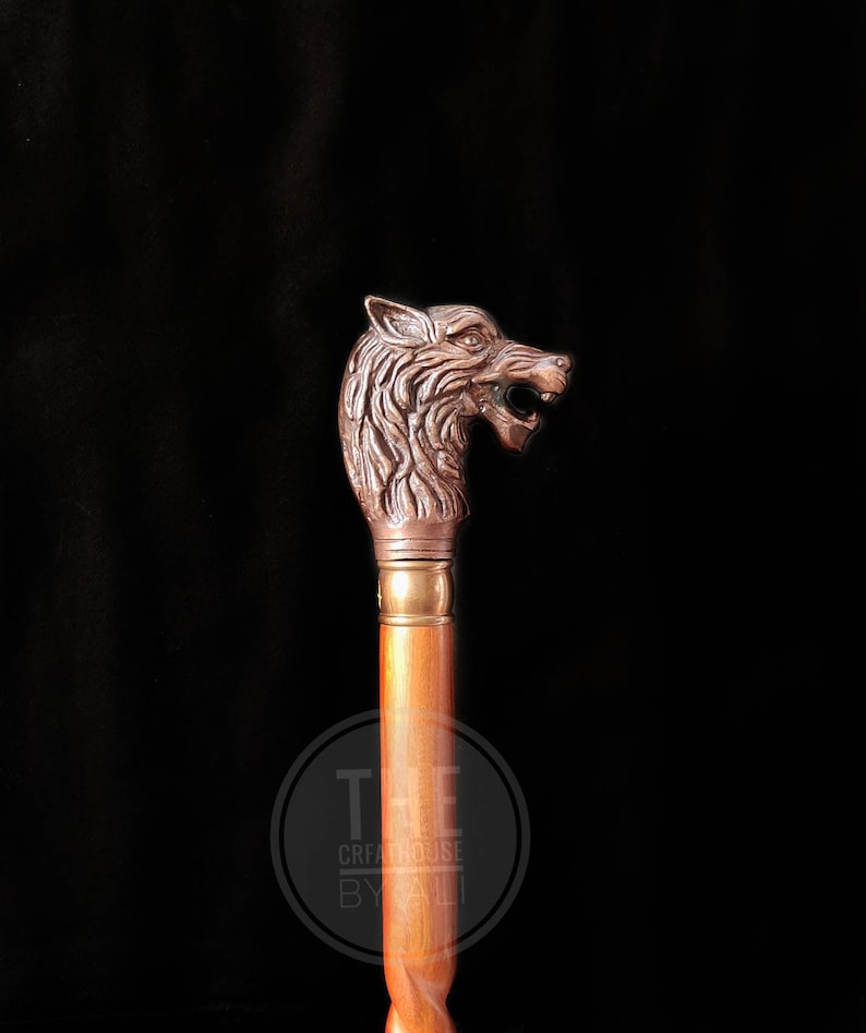 Viking Wolf Head Walking Stick Wolves Name Geri and Freki Etsy