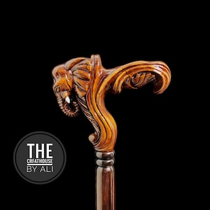 Walking stick cane elephant Cane Walking cane wood carving Unique design for the first time my shop gift for men and women. Right hand use