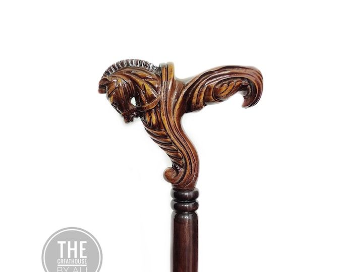 Walking stick cane Horse Cane horse stick made for wood carving Unique design for the first time personalized Cane For Men Women Right hand