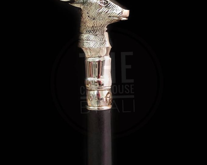 Eikthyrnir walking stick cane personalized deer head stick deer standing on the top of viking symbol viking gift old men & gentle man gift