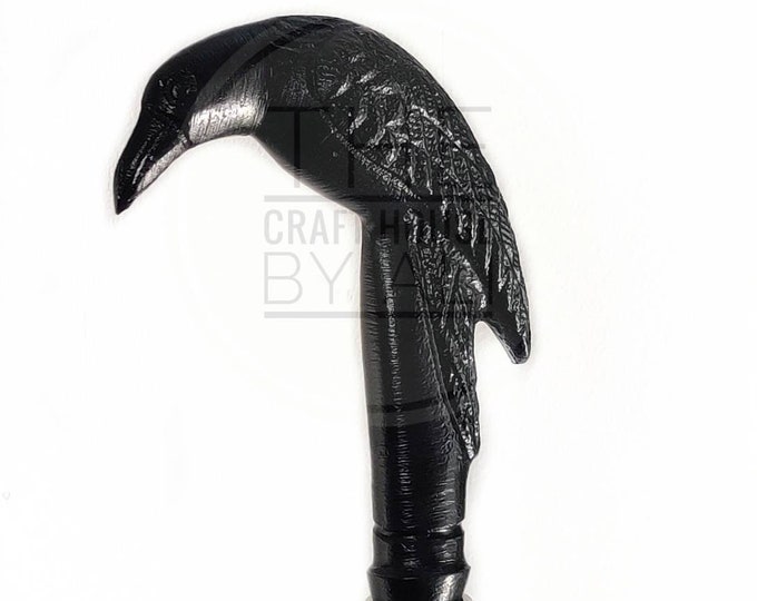 Rare Victorian RAVEN Handcrafted Walking Stick Cane-AL Steampunk Handle Walking Wooden Cane Huginn Muninn are a pair of ravens Odin crow