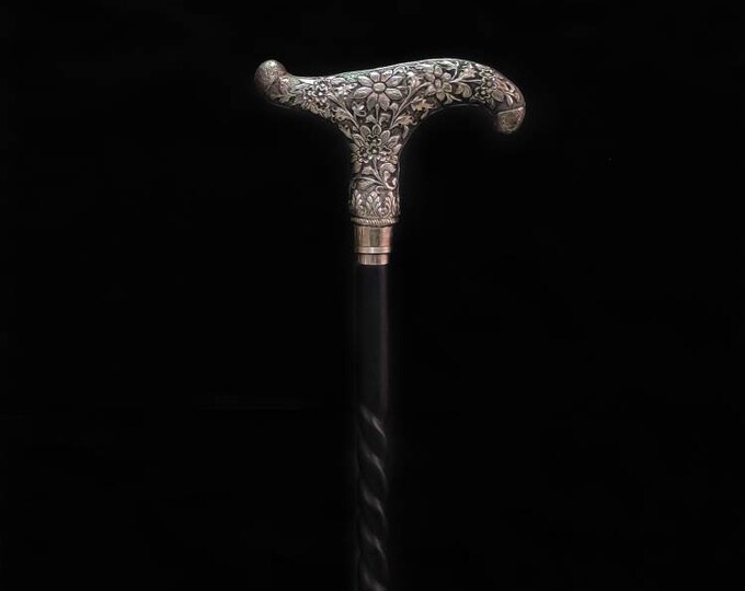 Walking stick Walking Cane Wooden Stick Wooden Cane personalized Cane silver plated walking stick cane with hand embroidering