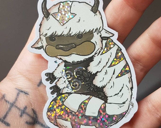 Appa atla avatar the last airbender holographic glitter stickers sokka toph aang katara iroh benders manga japan pop culture geek nerd