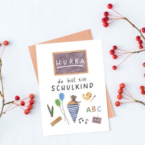 Postkarte A6 "Hurra du bist ein Schulkind" | Schulanfang