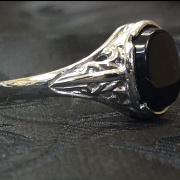 Bague Gentleman Jack en argent sterling avec onyx