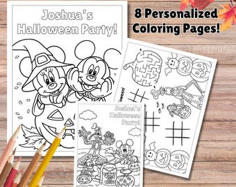 Coloriages Halloween Mickey Mouse, Fab 5 cadeaux d&#39;Halloween, livre de coloriage Halloween Mikcey et Minnie, téléchargement modifiable, Halloween