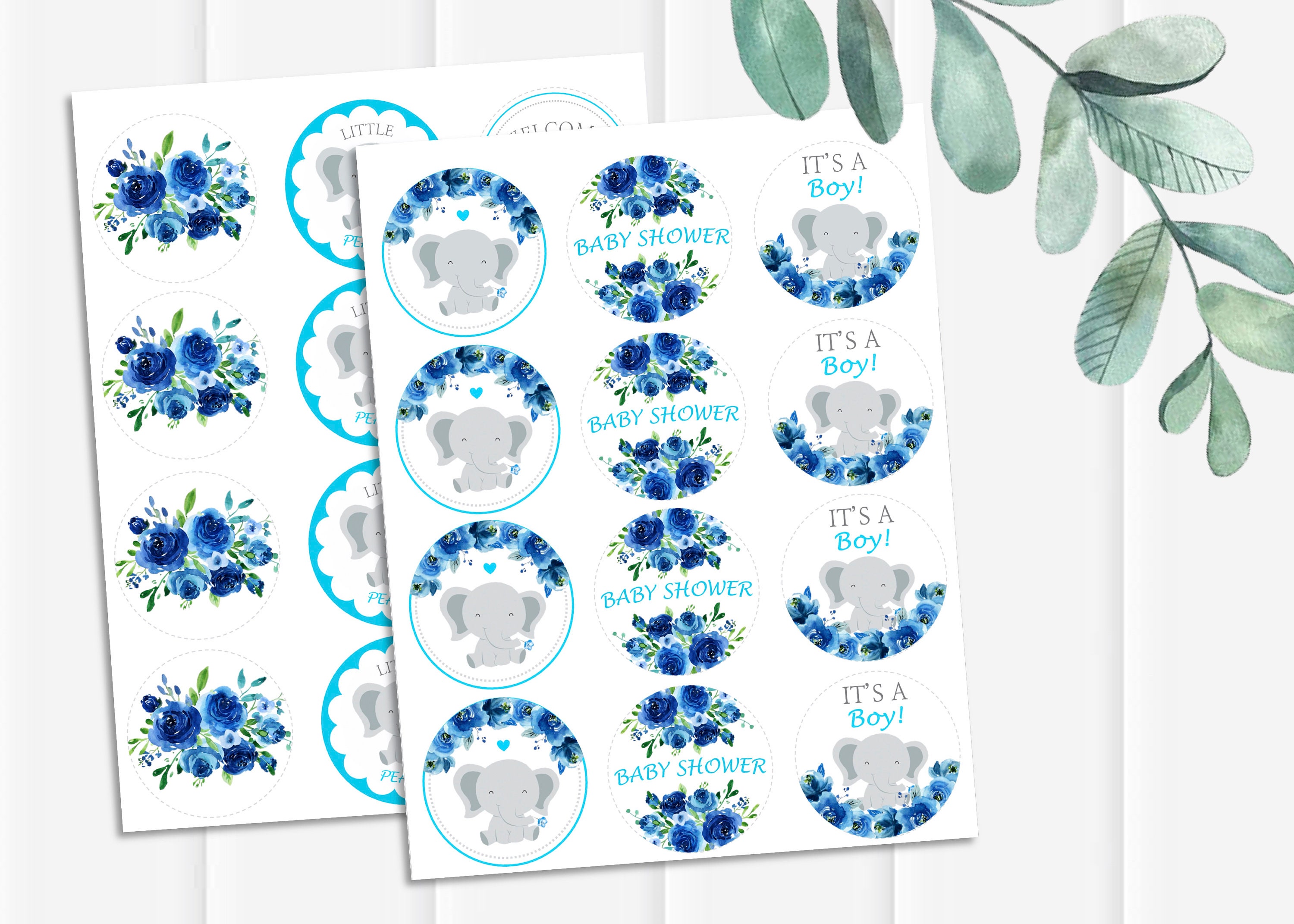 Baby Shower Boy Cupcake Toppers Printable Baby Shower Cupcake Etsy