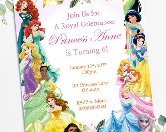 Princess Invitation, Printable Princess Birthday Invitation, Birthday Invitation, Princess, Printable/Digital Invitation