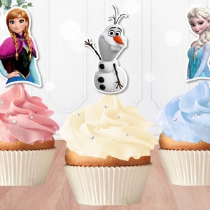 Set of 3 Snow Queen Cupcake Toppers, 3 Printable Frozen Cupcake Toppers, Cupcake Toppers, Instant Download