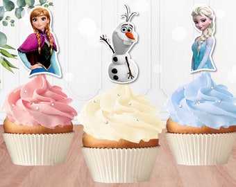 Set of 3 Snow Queen Cupcake Toppers, 3 Printable Frozen Cupcake Toppers, Cupcake Toppers, Instant Download