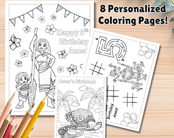 Moana Coloring Pages, Moana Party Favors, Moana Birthday, Party Favor, Moana Coloring Book, Moana Activities, Editable Digital Download
