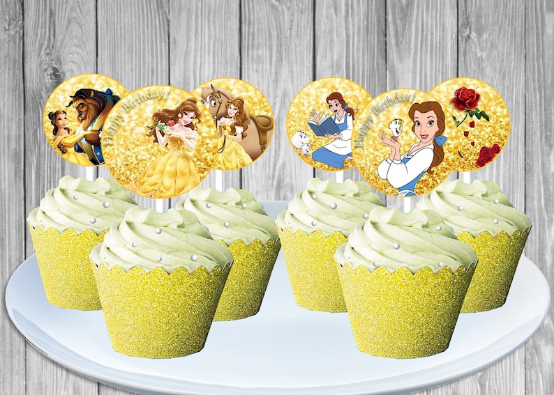 Beauty and the Beast Cupcake Toppers Printable Disney Belle - Etsy