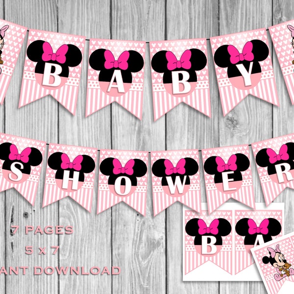 Minnie Mouse Banner, Minnie Mouse BabyShower Banner, Minnie Mouse Party Decor, Minnie Mouse Printables, Minnie Mouse Baby Party, Baby Shower