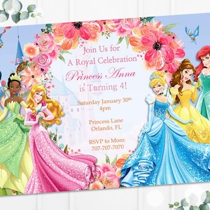Princess Birthday Invitation, Disney Princess Invitation, Birthday Invitation, Digital Invitation, Printable Birthday Invitation