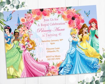 Princess Birthday Invitation, Disney Princess Invitation, Birthday Invitation, Digital Invitation, Printable Birthday Invitation