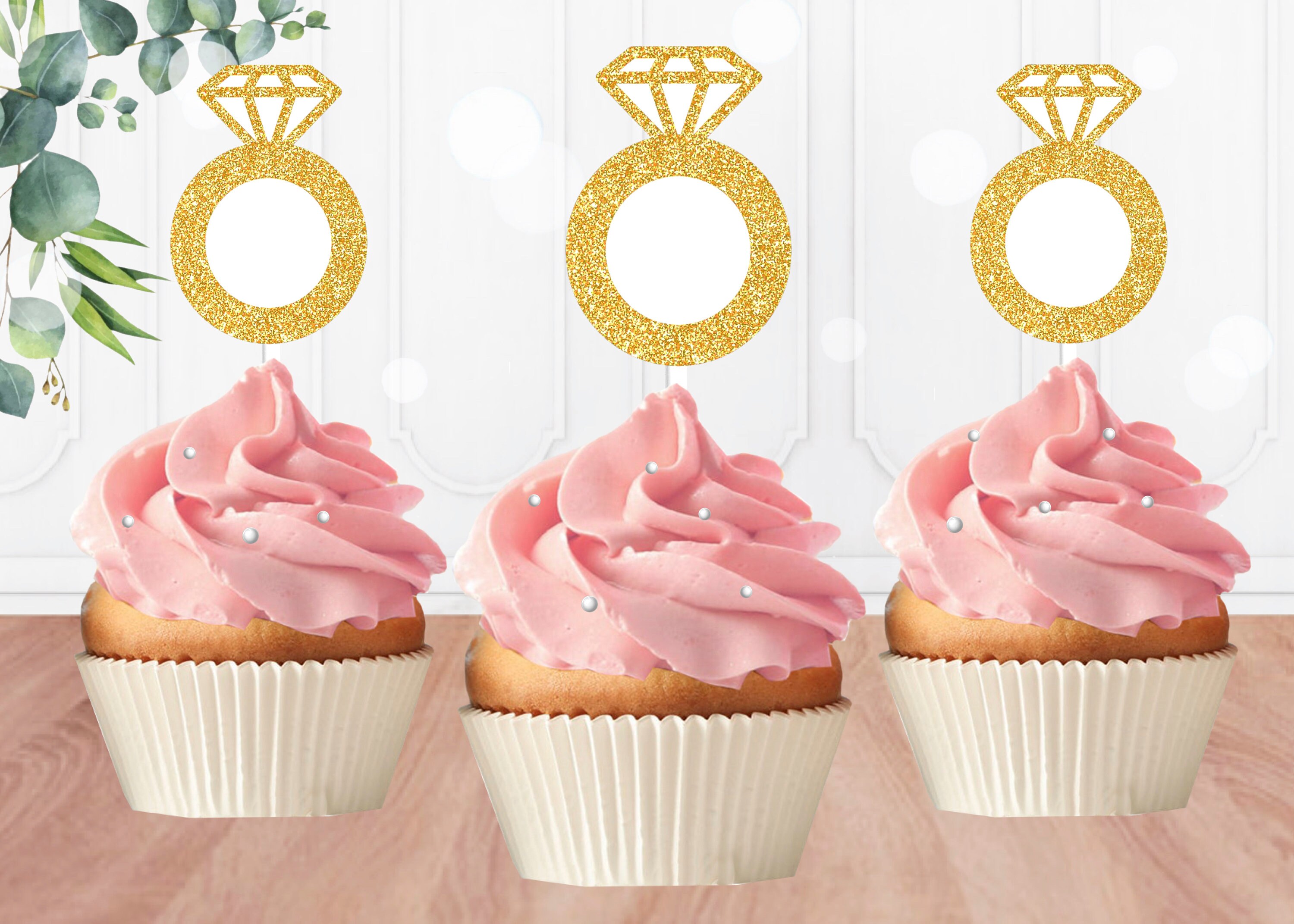 Engagement Ring Cupcake Toppers Bride Cupcake Toppers Bridal Etsy
