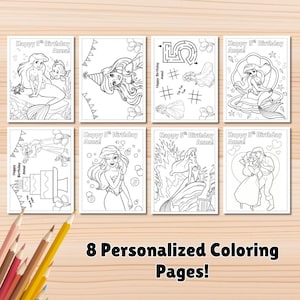 Mermaid Coloring Pages, Ariel Party Favors, Ariel Birthday, Party Favor, Ariel Coloring book, Mermaid Activities image 2