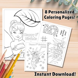 Tinkerbell Coloring Pages, Tinkerbell Party Favors, Fairy Birthday, Party Favor, Tinkerbell Fairy Coloring book, Tinkerbell Fairy Activities
