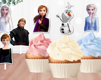 Frozen Snow Queen Set of 6 Cupcake Toppers, 6 Printable Frozen 2 Cupcake Toppers, Cupcake Toppers, Frozen 2 Cupcake Decor, Instant Download