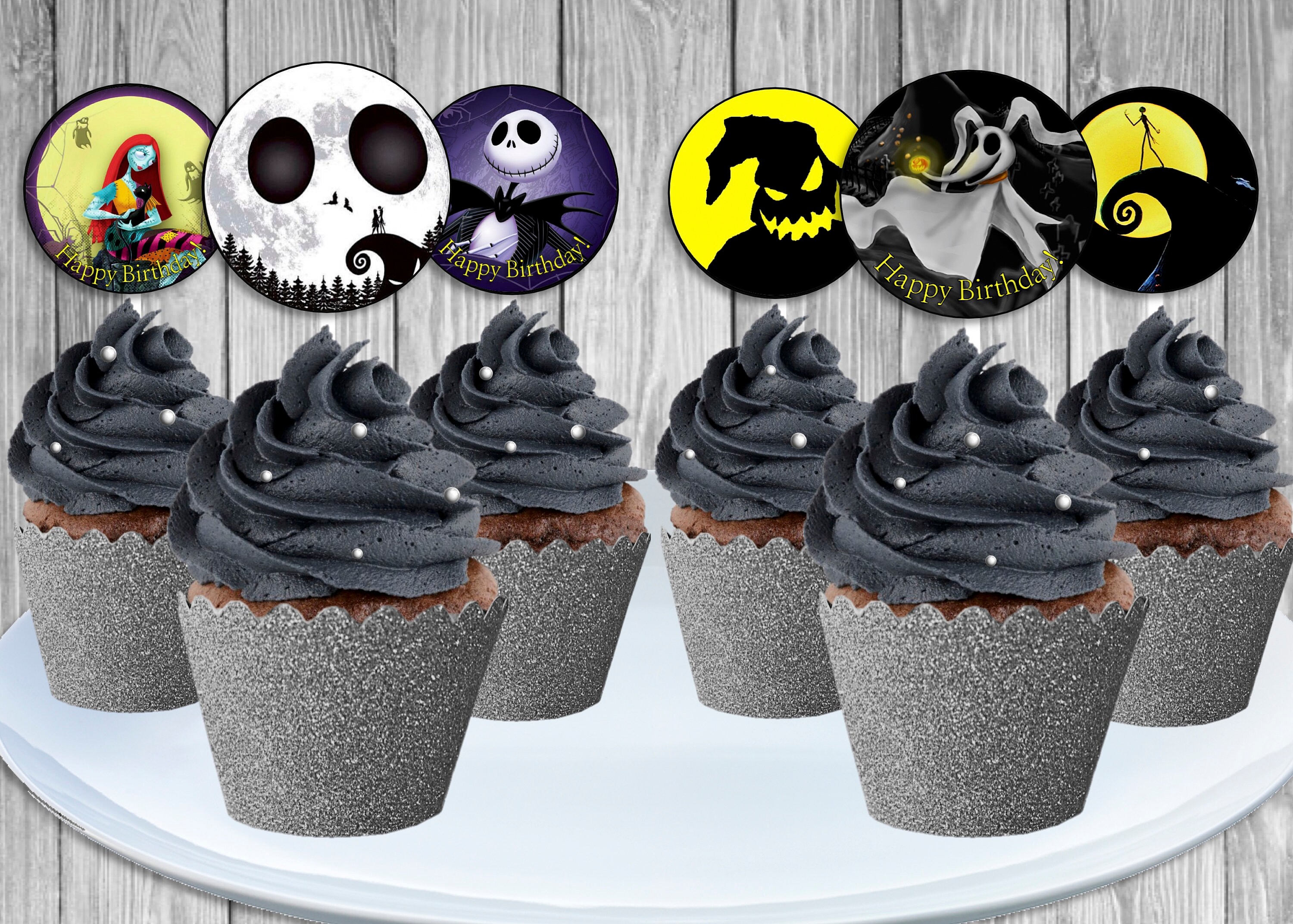 Nightmare Before Christmas Cupcake Toppers Printable Disney | Etsy