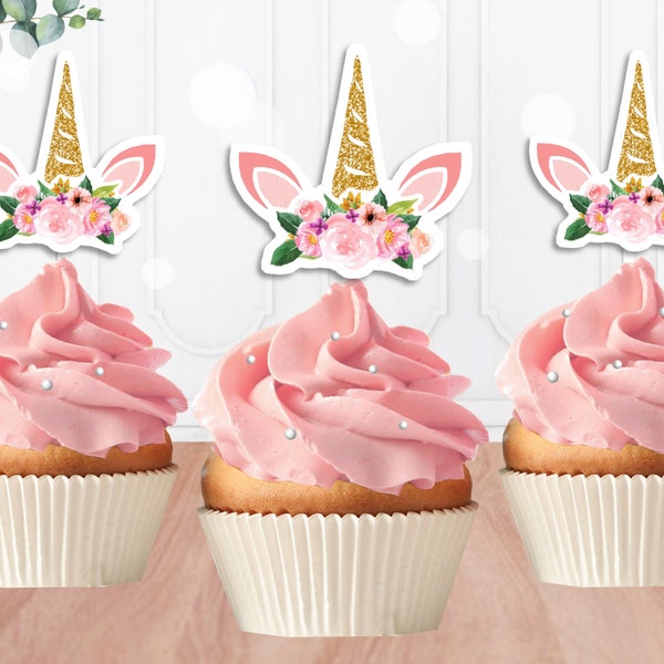 Unicorn Cupcake Toppers, Unicorn Cupcake Decor, Cupcake Toppers, Unicorn, Cupcake Decor, Instant Download