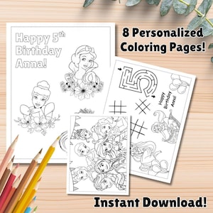Princess Coloring Pages, Princess Party Favors, Princess Birthday, Party Favor, Princess Coloring book, Princess Activities
