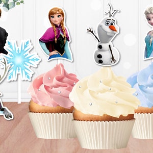 Set of 6 Frozen Cupcake Toppers, 6 Printable Frozen Cupcake Toppers, Cupcake Toppers, Frozen, Frozen Cupcake Decor, Instant Download