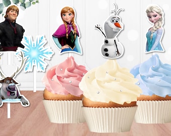 Set of 6 Frozen Cupcake Toppers, 6 Printable Frozen Cupcake Toppers, Cupcake Toppers, Frozen, Frozen Cupcake Decor, Instant Download