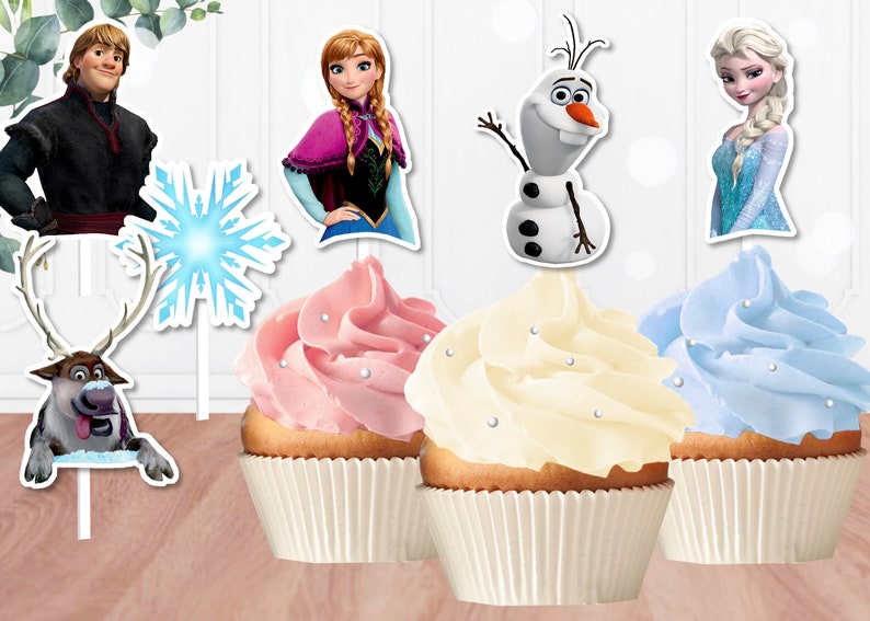 Set of 6 Frozen Cupcake Toppers 6 Printable Frozen Cupcake Etsy