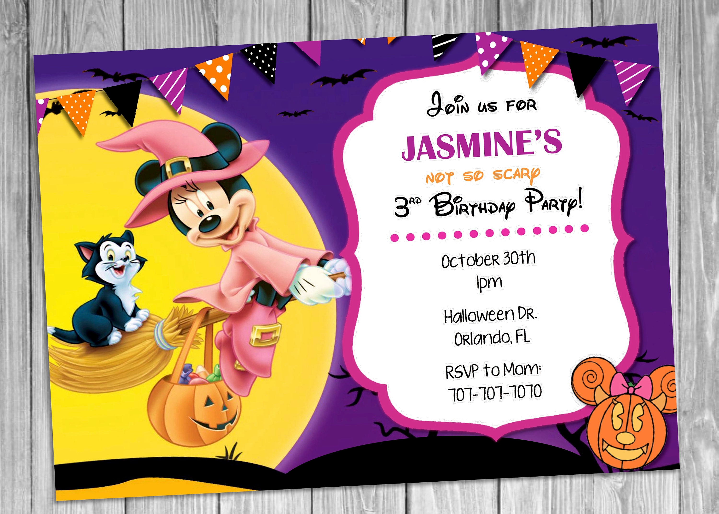 Minnie Mouse Halloween Birthday Party 2022 Minnie Mouse Halloween Birthday Invitation Halloween Party Etsy Ireland