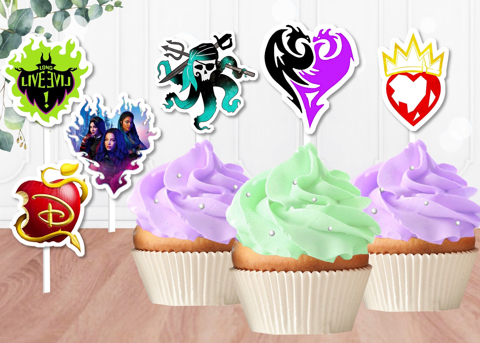 Descendants Cupcake Toppers Printable Disney Descendants | Etsy