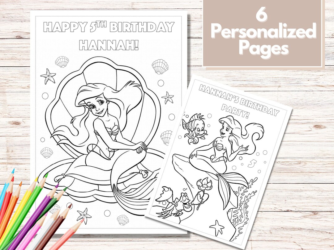 Mermaid Coloring Pages, Ariel Party Favors, Ariel Birthday, Party Favor ...