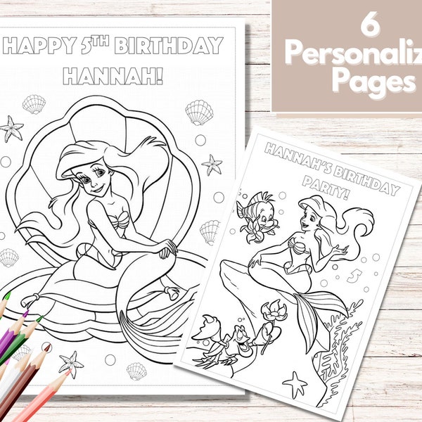 Mermaid Coloring Pages, Ariel Party Favors, Ariel Birthday, Party Favor, Ariel Coloring book, Mermaid Activities