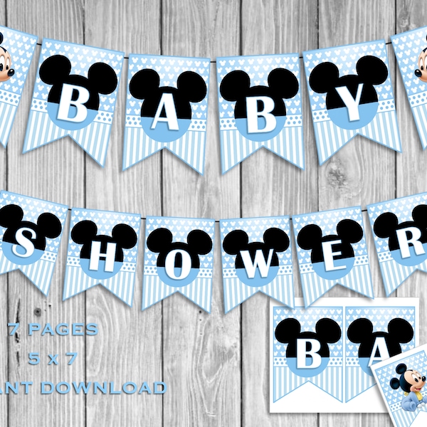 Mickey Mouse Banner, Mickey Mouse BabyShower Banner, Mickey Mouse Party Decor, Mickey Mouse Printables, Mickey Mouse Baby Party, Baby Shower