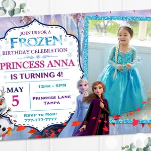 Frozen 2 Picture Invitation, Elsa Birthday Invitation, Anna Birthday Invitation, Frozen Birthday Invitation, Frozen 2 Birthday Invitation