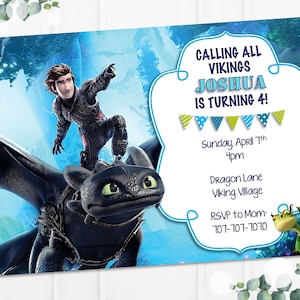 How to Train Your Dragon Invitation, Toothless & Hiccup Birthday Invitation