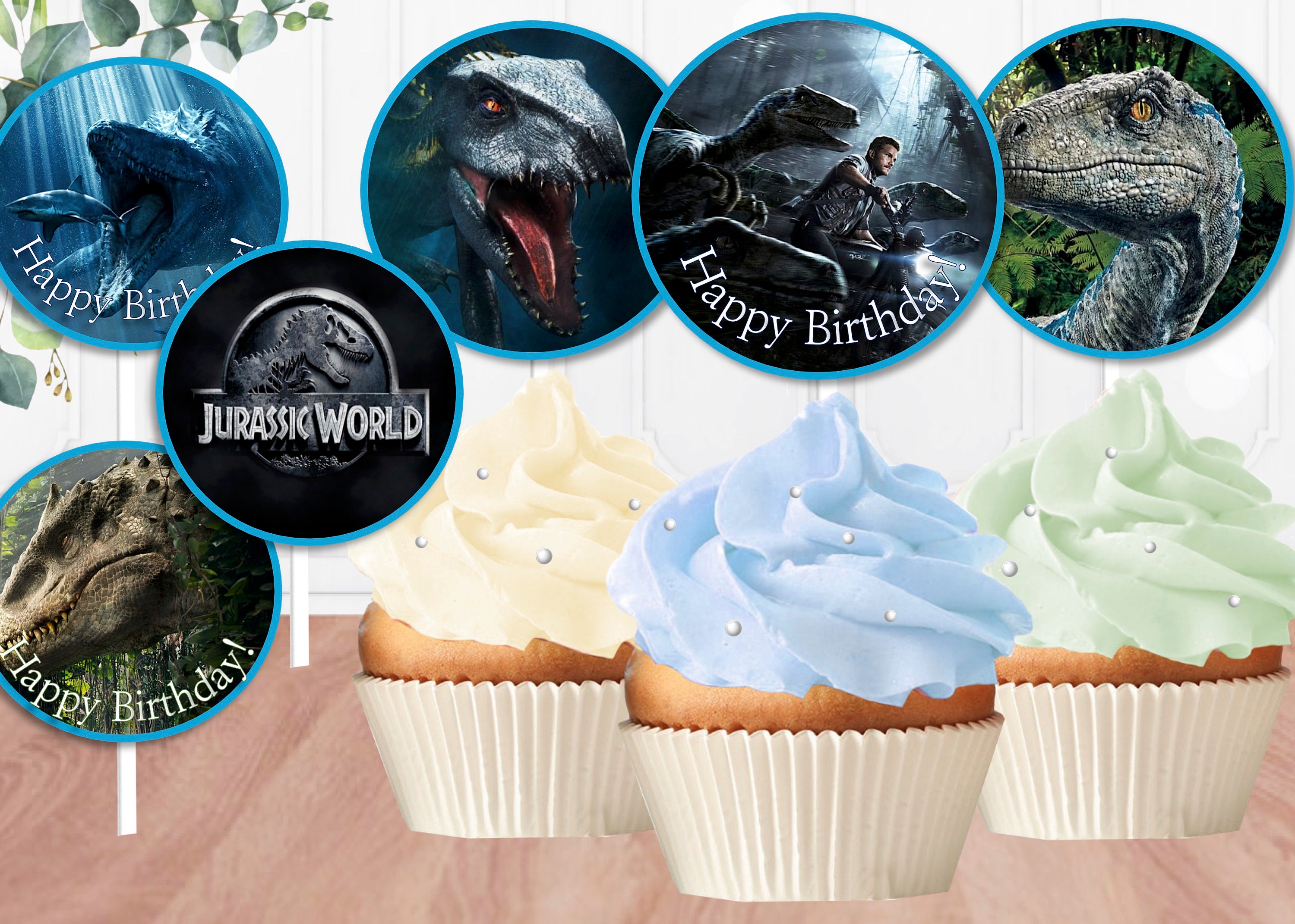 Jurassic World Jurassic World Cupcake Toppers Printable Etsy
