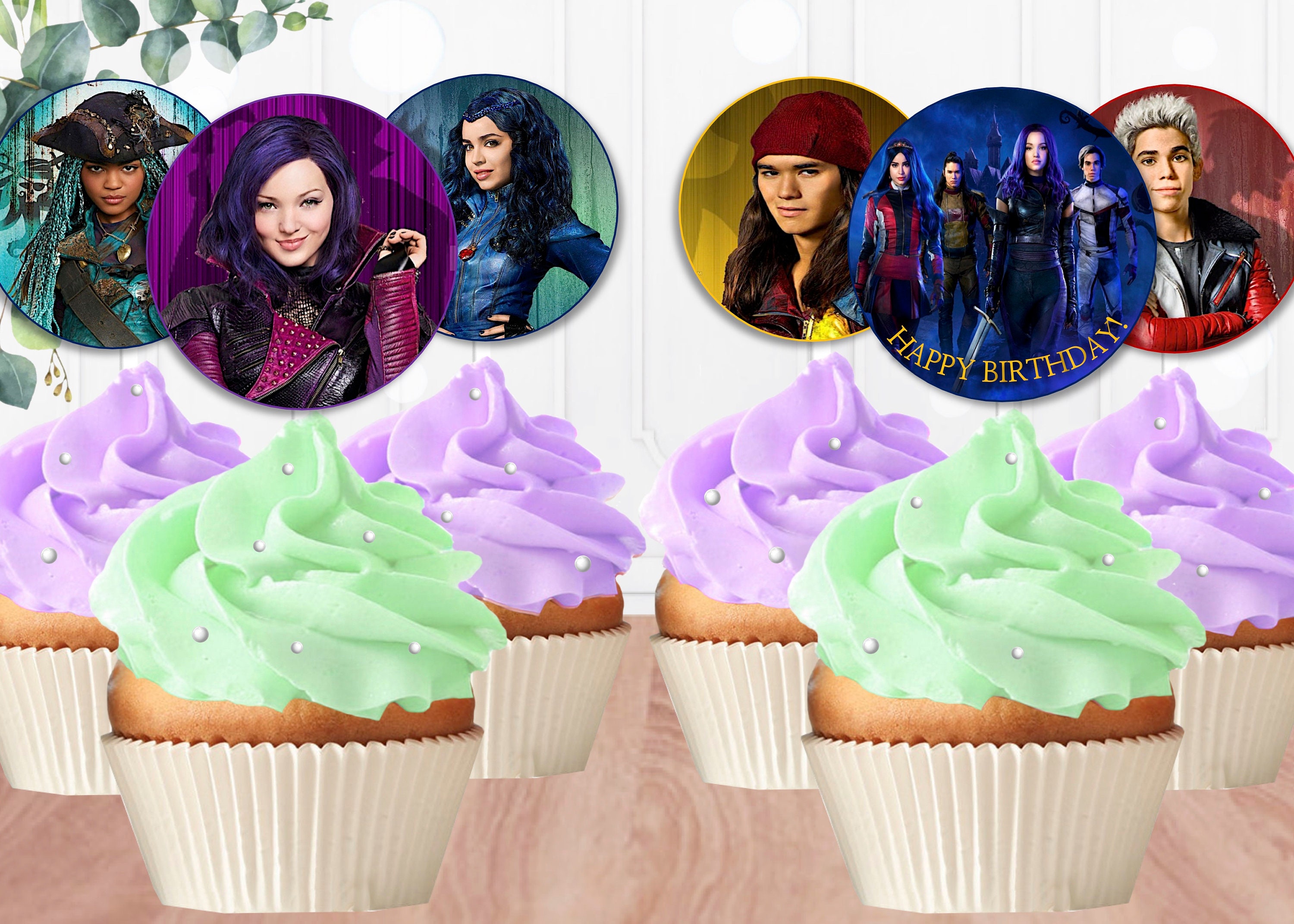 Descendants Cupcake Toppers Printable Disney - Etsy UK