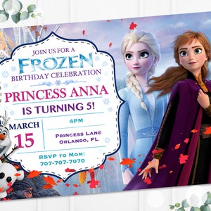 Frozen 2 Invitation, Elsa Birthday Invitation, Anna Birthday Invitation, Frozen Birthday Invitation, Frozen 2 Birthday Invitation