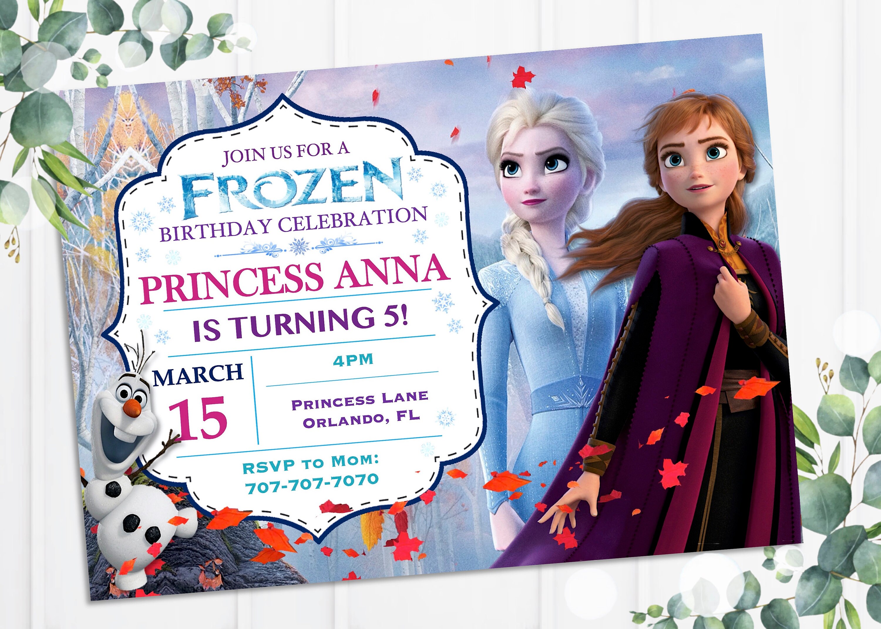 Frozen 2 Elsa & Anna Birthday Invitations - 'You Print' Digital Photo Template